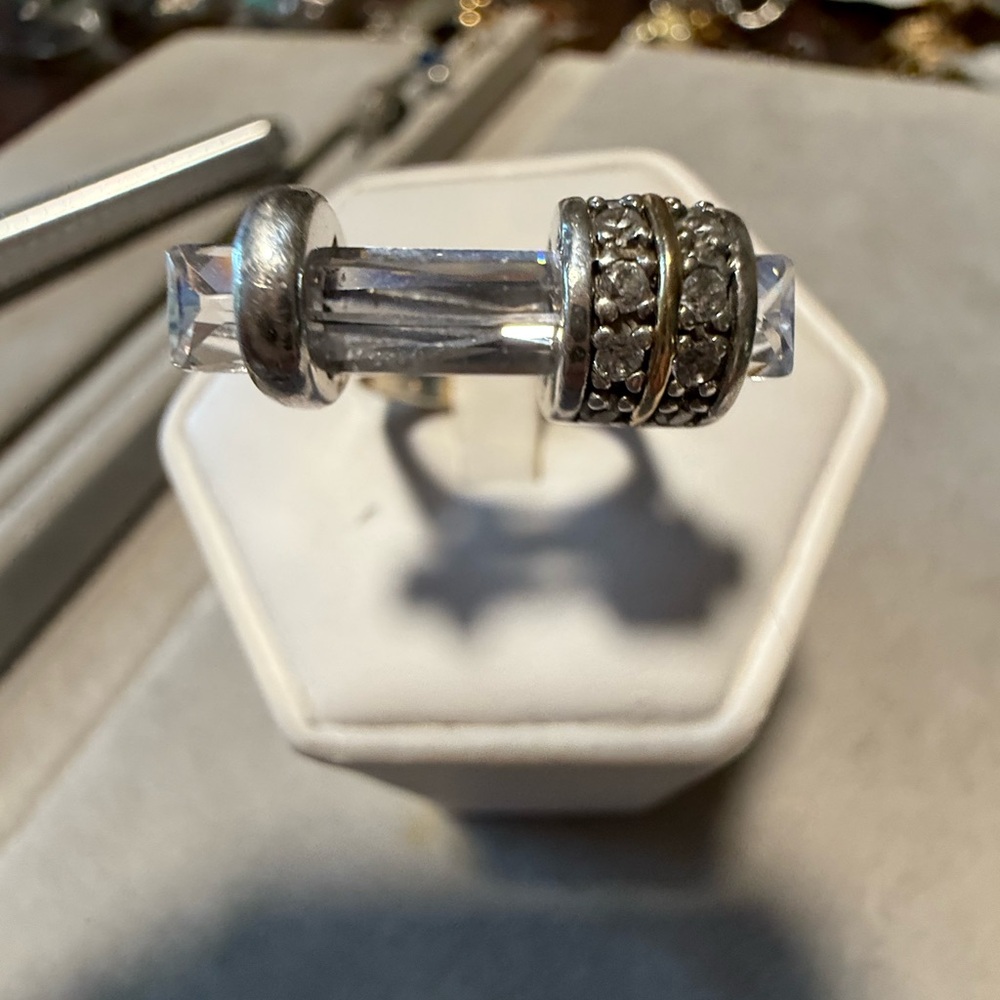 Elegant sterling silver and 14k gold with Crystal and CZ? Women's Ring